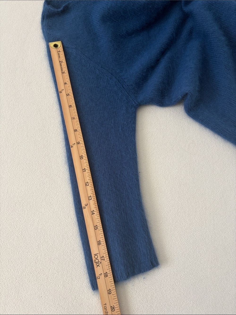 Pierre Cardin Angora Rabbit Hair Wool Dusty Blue Boatneck Fuzzy Sweater - Picture 9 of 10